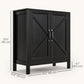 HOMCOM Sideboard Buffet, Kitchen Storage Cabinet with Barn Door and Adjustable Shelves, Storage Pantry, White Wood Grain