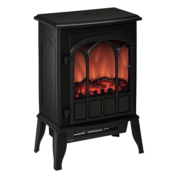 HOMCOM Electric Fireplace Stove, Freestanding Fireplace Heater with Realistic Flame, Adjustable brightness, Overheating Safety System, Black