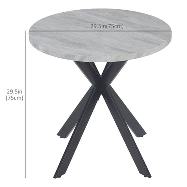 HOMCOM 29" Dining Table, Contemporary Round Kitchen Table with Steel Legs, Grey