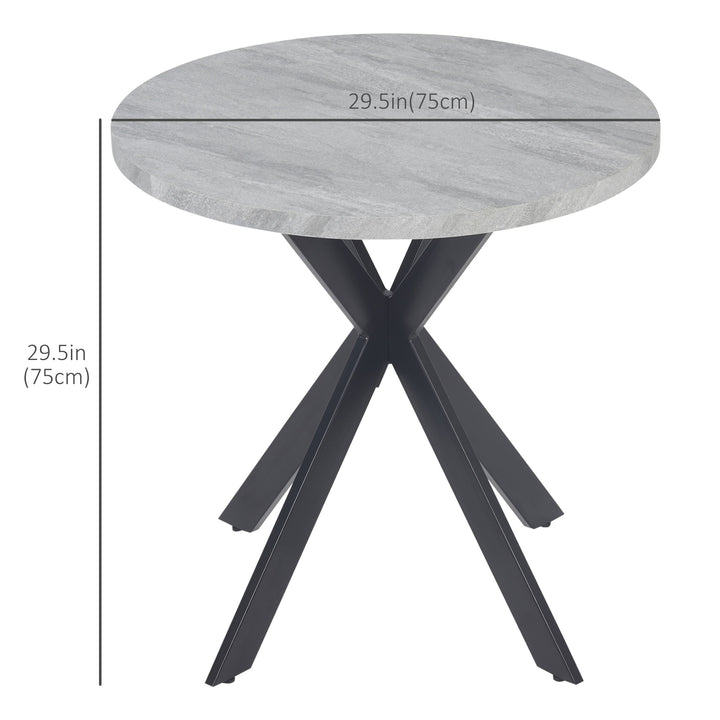 HOMCOM 29" Dining Table, Contemporary Round Kitchen Table with Steel Legs, Grey
