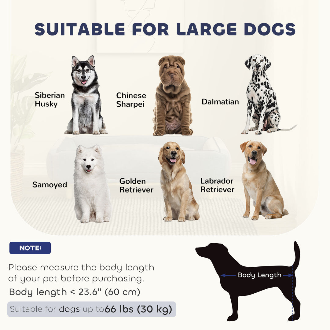 PawHut Washable Dog Sofa for Large Dogs, Elevated Pet Couch with Anti-slip Foot Pads, Dark Blue