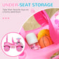 Qaba Toddlers Push Car with Horn, Light, Music, Anti-Over-Backwards Device, Steering Wheel, Under Seat Storage, Pink