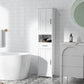kleankin Modern Bathroom Cabinet, Narrow Bathroom Vanities with Open Shelf Drawer Recessed Doors and Adjustable Shelves White