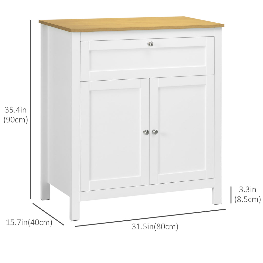 HOMCOM Sideboard Cabinet, Buffet Table with Drawer, Double Door Cupboard and Adjustable Shelf for Living Room, Entryway, White