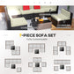 Outsunny 7 Pieces Outdoor Rattan Furniture Set, Patio Wicker Sectional Conversation Sofa Set, Blue