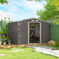 Outsunny 9.1'x6.4'x6.3' Garden Storage Shed w/ Foundation Kit Metal Tool Storage House w/ Double Doors Light Green