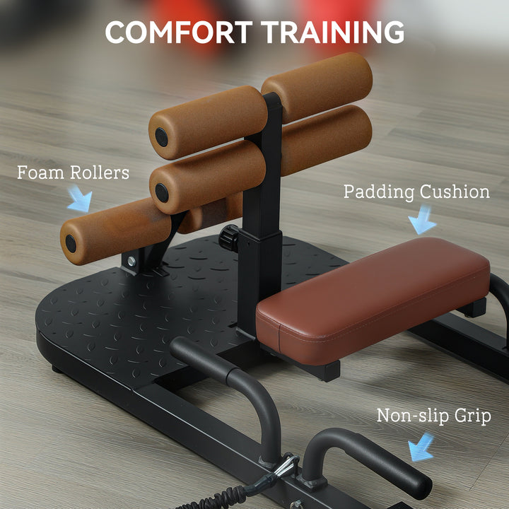 Soozier Foldable Sissy Squat Machine, Hip Thrust Machine with Push Up Stand, Multipurpose Glute Workout Equipment