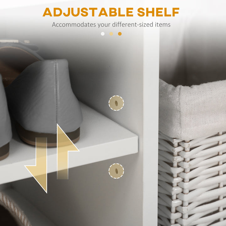 HOMCOM Shoe Bench Entryway Storage Rack with Padded Cushion, Hidden Storage for Hallway, Living Room, Black