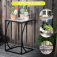 Outsunny Outdoor Mosaic Side Accent Table Indoor Coffee End Table C Shape Frame Patio Plant Stand for Garden Pool
