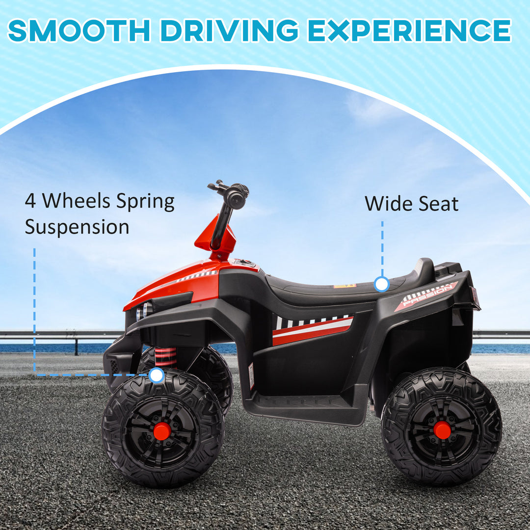 Qaba 12V Kids ATV with Four Wheels Spring Suspension, Forward & Backward, LED Light, MP3, Music, Blue