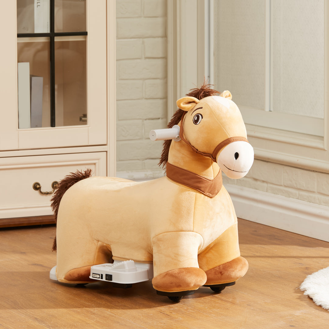 Qaba 6V Ride on Unicorn, Battery Powered Kids Riding Pony with Music Forward, Aged 18-36 Months, White
