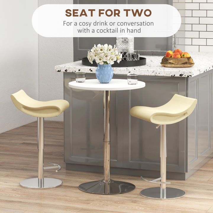 HOMCOM High Top Bar Table, Adjustable Round Kitchen Table with Swivel Top and Steel Base, Bistro Table for 2 People, White