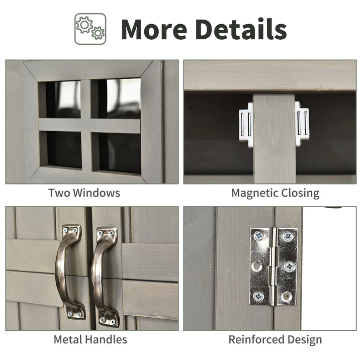 Outsunny 4x1.5ft Wooden Garden Storage Shed, Outdoor Tool Cabinet Organizer with Windows and Double Door, Nature Wood