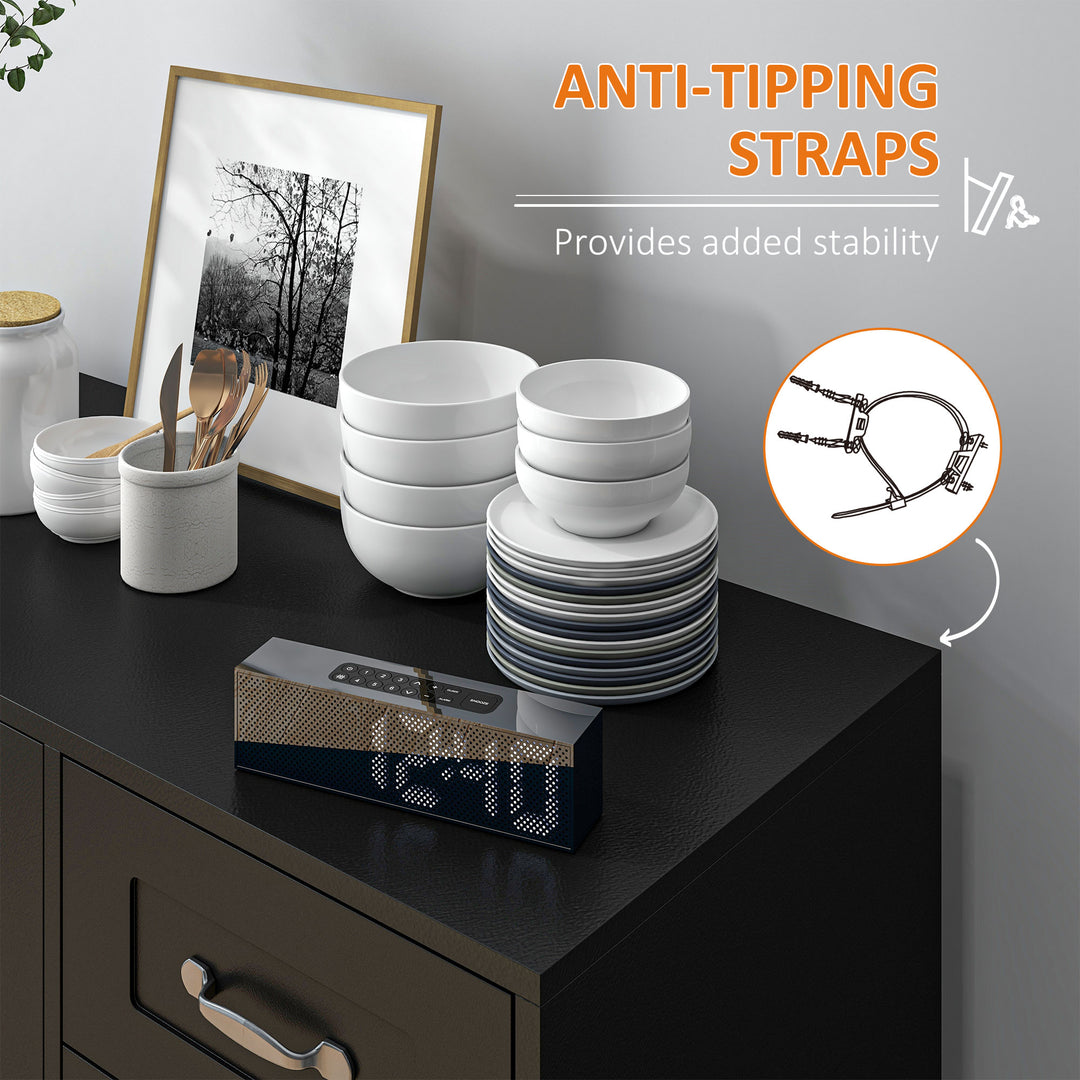 HOMCOM Modern Sideboard Buffet Cabinet with Drawers and Beadboard Door Cupboard Kitchen Storage Cabinet White