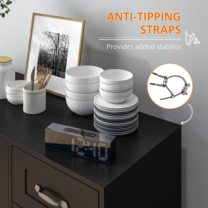 HOMCOM Modern Sideboard Buffet Cabinet with Drawers and Beadboard Door Cupboard Kitchen Storage Cabinet White