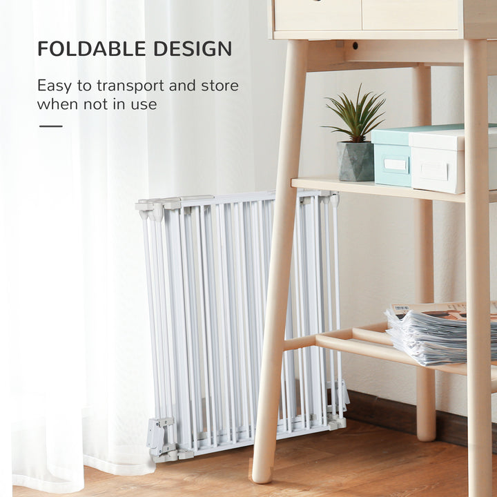 PawHut Foldable Dog Playpen Indoor for Small Medium Dogs with Door, for Stairway, Doorway, Hallway, White