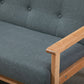HOMCOM 45" 2 Seat Sofa, Upholstered Two Seater Couch with Rubber Wood Legs for Bedroom, Living Room, Dark Grey