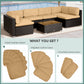 Outsunny Outdoor 14pc Patio Rattan Sofa Set Cushion Polyester Cover Replacement Set - No Cushion Included Beige | Aosom Canada