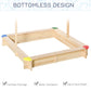 Outsunny Kids Wooden Sandbox with Cover, Play Sand Station for Children Outdoor Sand box, with Seats, for Backyard, Beach, 47" x 47" x 47", Natural