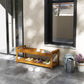 Outsunny Garden Stool with Storage Shelf, Slatted Seat for Indoor Conservatory, Garden, Poolside, Deck, Teak