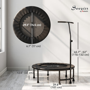 Soozier 39" Mini Exercise Trampoline w/ Adjustable T-Bar Indoor Fitness Rebounder Black