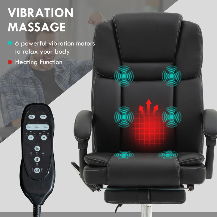 Vinsetto Massage Office Chair, Reclining Executive Office Chair with 6-Point Vibration, Footrest and High Back, White