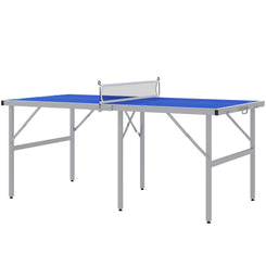 Soozier Portable Ping Pong Table Set, Table Tennis Table w/ Net, 2 Paddles, 3 Balls for Outdoor and Indoor, Easy Assembly, Blue