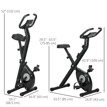 Soozier Foldable Exercise Bike Indoor Stationary Bike w/ 8-Level Magnetic Resistance LCD Screen Phone Holder for Home Gym Black