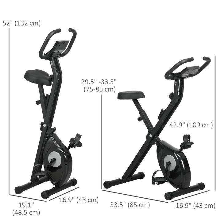Soozier Foldable Exercise Bike Indoor Stationary Bike w/ 8-Level Magnetic Resistance LCD Screen Phone Holder for Home Gym Black