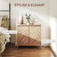 HOMCOM Accent Cabinet, Storage Cabinet with Doors, Adjustable Shelf and Steel Legs, Sideboard for Living Room, Oak