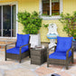 Outsunny 3 Pieces Wicker Patio Furniture Set, Rattan Bistro Set with Storage Coffee Table and Thickened Cushions, Outdoor Conversation Set for Garden, Porch, Balcony, Red