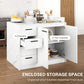 HOMCOM Kitchen Island with Storage Cabinet, 4 Drawers and Adjustable Shelf for Dining Room, Faux Marble Effect and White