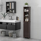 HOMCOM Tall Bathroom Storage Cabinet, Freestanding Linen Tower with 3-Tier Open Adjustable Shelf, White