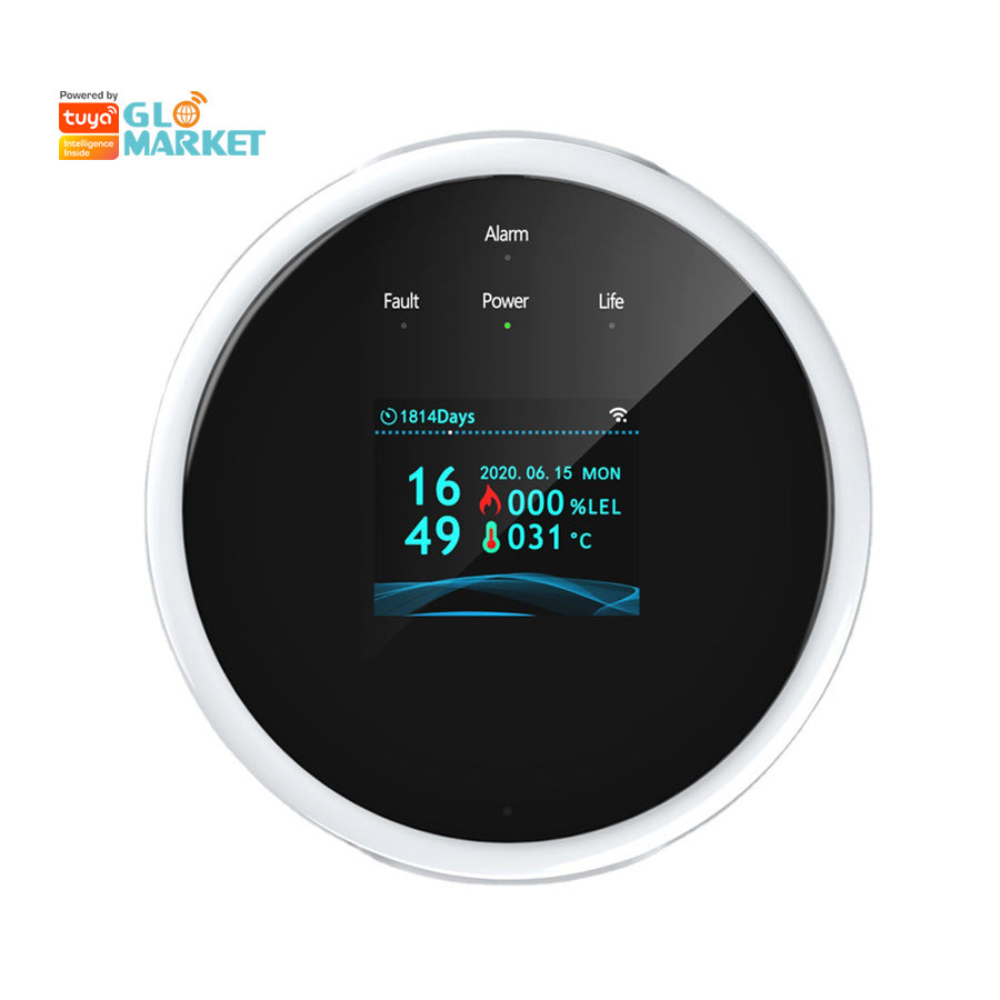 Glomarket Smart Gas Leak Detector Tuya Wifi LCD Display APP Remote Control Heat Alarm Reminder for Smart Home