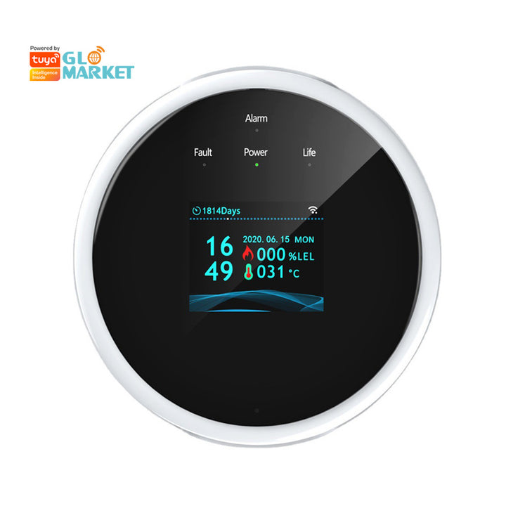Glomarket Smart Gas Leak Detector Tuya Wifi LCD Display APP Remote Control Heat Alarm Reminder for Smart Home