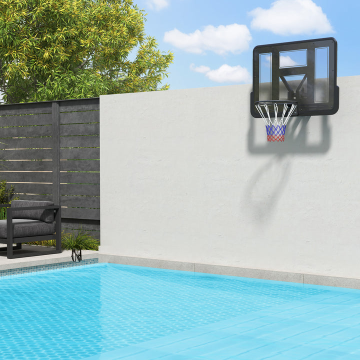 Soozier Wall Mounted Basketball Hoop, Basketball Goal Combo Kit with 43" Reinforced Shatter Resistant Backboard and All Weather Net for Indoor or Outdoor Use
