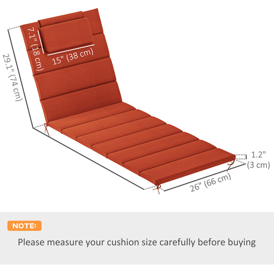 Outsunny 2PCs Patio Chaise Lounge Cushions, Foldable Lounge Chair Cushion, UPF50+ 230gsm Olefin, 80" x 26", Wine Red