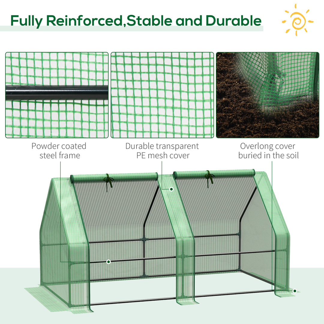 Outsunny 6' x 3' x 3' Portable Tunnel Greenhouse Outdoor Garden Mini with Large Zipper Doors & Water/UV PE Cover White