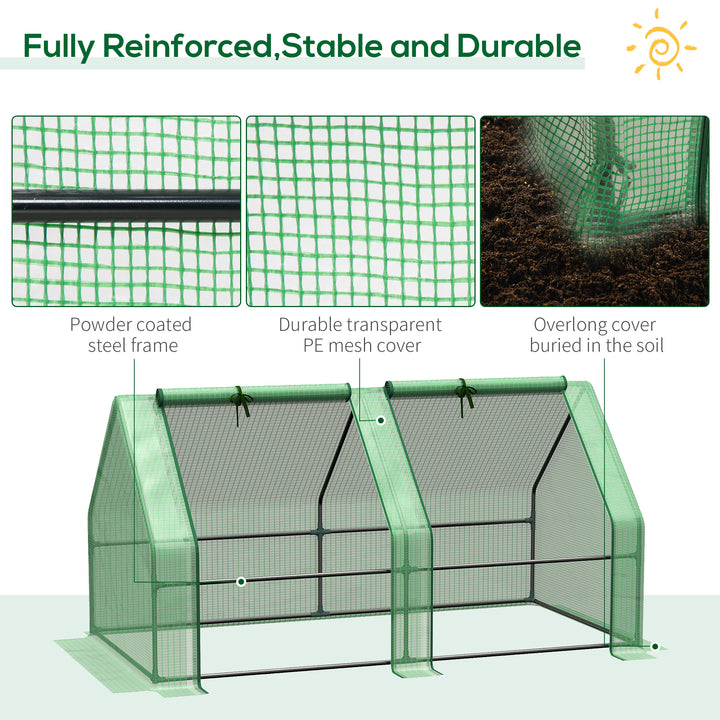 Outsunny 6' x 3' x 3' Portable Tunnel Greenhouse Outdoor Garden Mini with Large Zipper Doors & Water/UV PE Cover White
