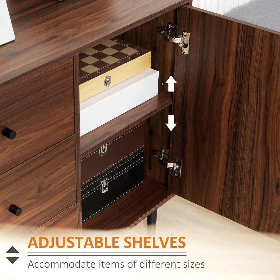 HOMCOM Kitchen Storage Sideboard, Buffet Cabinet with 2 Cupboard, 3 Drawers and Adjustable Shelves for Living Room Rustic Brown