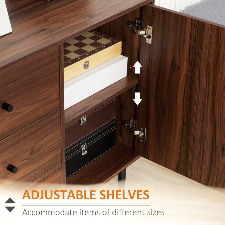 HOMCOM Kitchen Storage Sideboard, Buffet Cabinet with 2 Cupboard, 3 Drawers and Adjustable Shelves for Living Room Rustic Brown