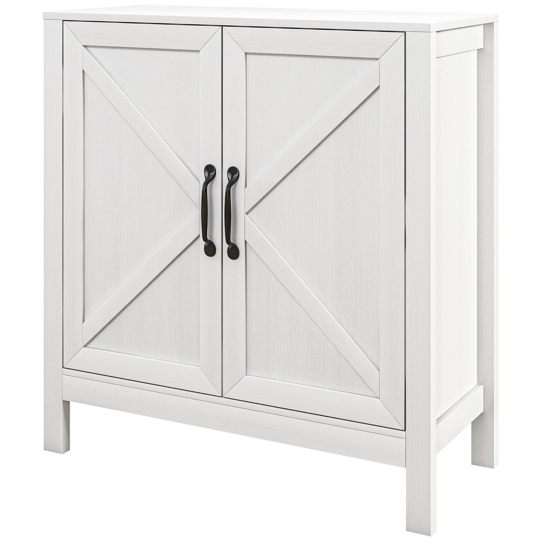 HOMCOM Sideboard Buffet, Kitchen Storage Cabinet with Barn Door and Adjustable Shelves, Storage Pantry, White Wood Grain