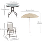 Outsunny 6 Pieces Outdoor Dining Set for 4 with Umbrella Patio Outdoor Furniture Set with Round Table 4 Folding Chairs Black