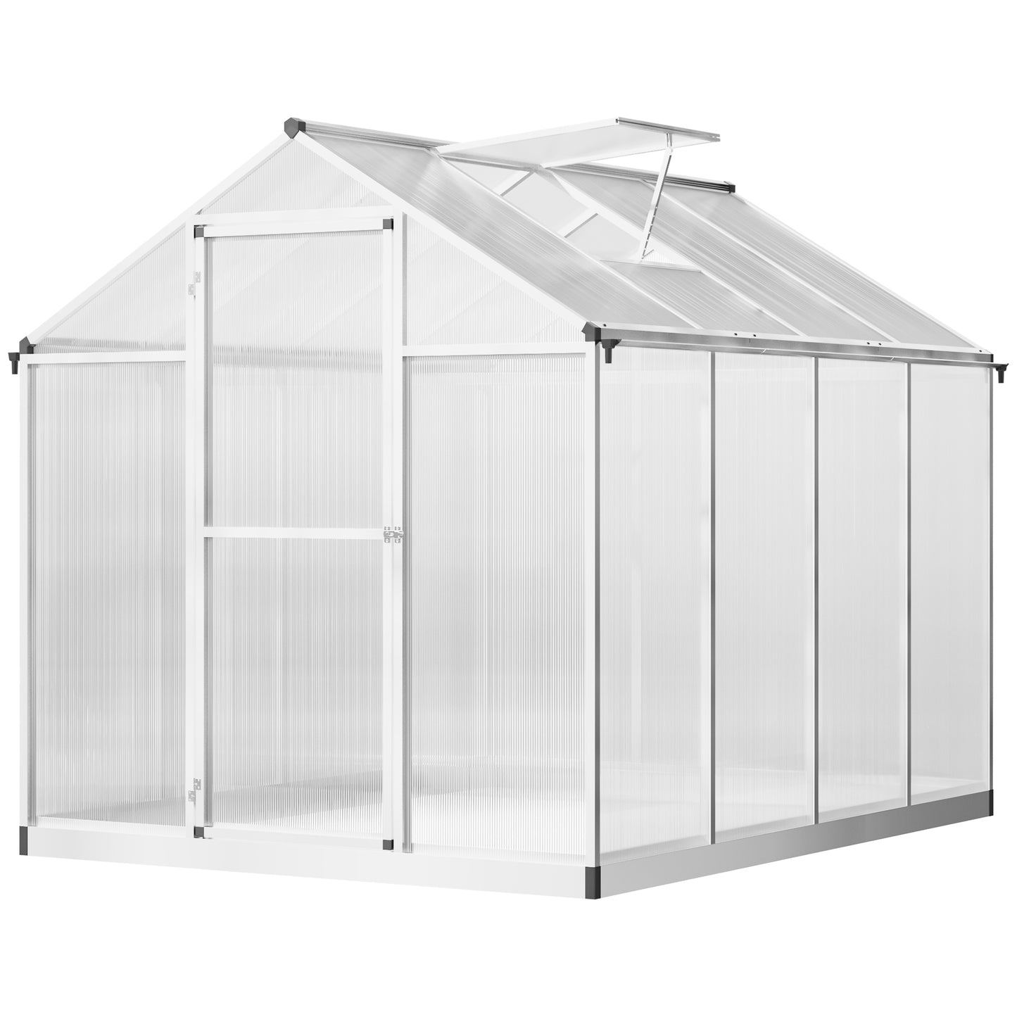 Outsunny 6' x 10' x 6.4' Walk-in Garden Greenhouse Polycarbonate Panels Plants Flower Growth Shed Cold Frame Outdoor Portable Warm House Aluminum Frame, Silver