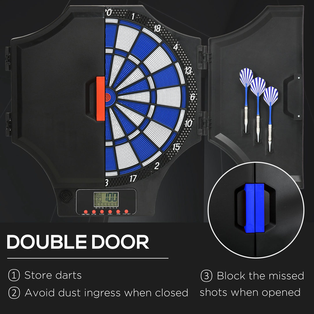 Soozier Electronic Dartboard Set with 31 Games and 285 Programs for 8 Players, Soft Tip Dart Board Set with Cabinet, 6 Darts and 6 Spare Tips, LCD Display