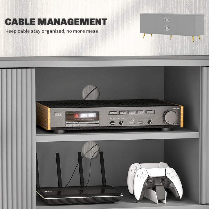 HOMCOM TV Stand with Storage for 55 Inch TV, Modern TV Cabinet with 2 Open Shelves and 2 Cabinets for Living Room, White