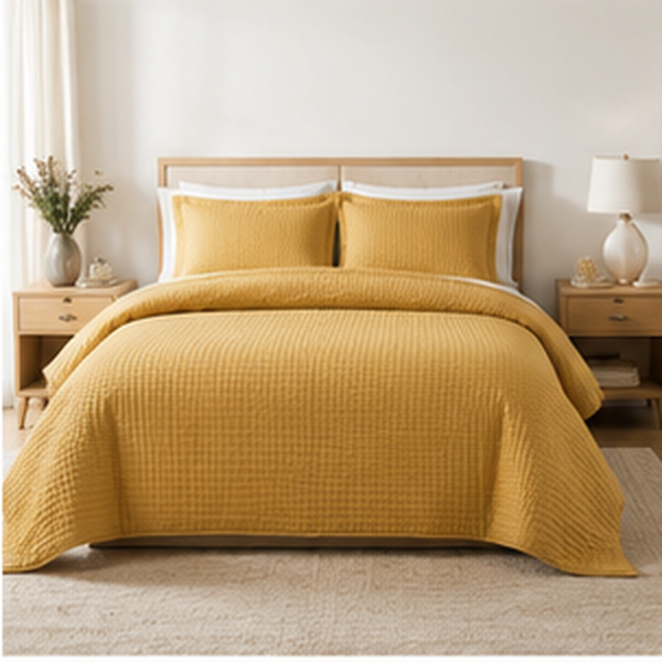 Aarniva Quilted Bedding Set | King/Queen | Soft & Lightweight | Golden Mustard | 4-Piece Set