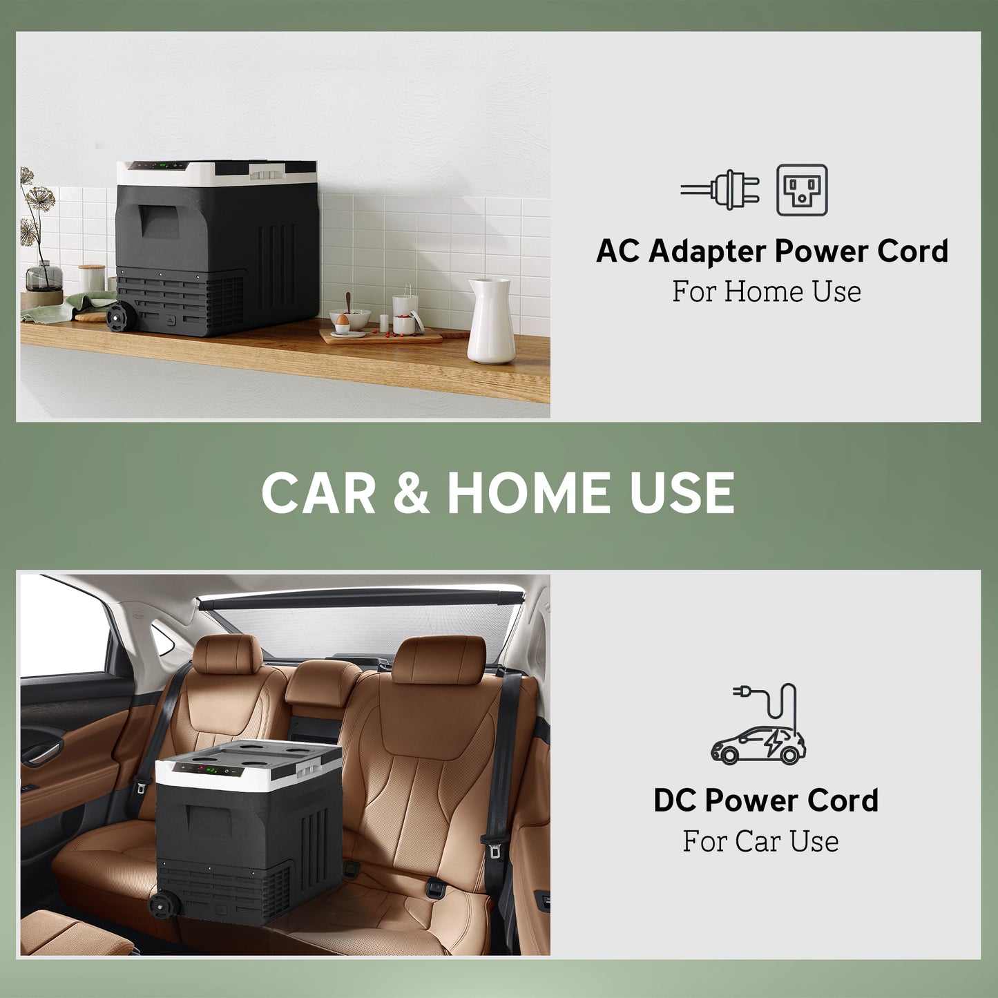 Outsunny 50 Liter Car Refrigerator Portable Freezer 12/24V Electric Cooler Box for Camping, Travel, Picnic, Down to -20â„ƒ