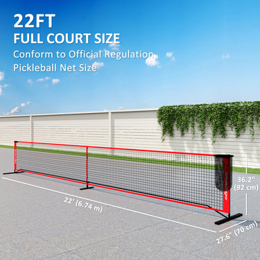 Soozier Portable Pickleball Net Set with 22FT Regulation Size Net, Ball Collector, Court Marking Kit, Balls, Carrying Bag