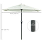 Outsunny Patio Sun Umbrella, Outdoor Parasol with 6 Ribs, Cream White